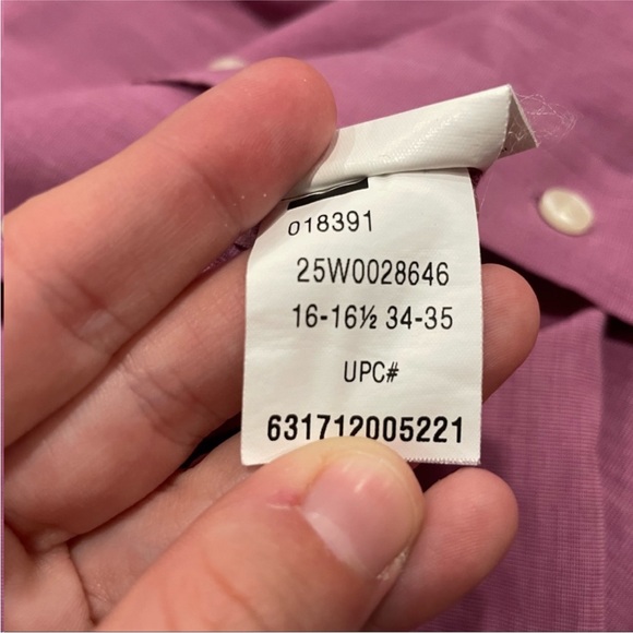 Chaps Pink Mauve Button Down Long Sleeve Shirt 16- 16 1/2 34/ 35 Large L - Picture 9 of 9